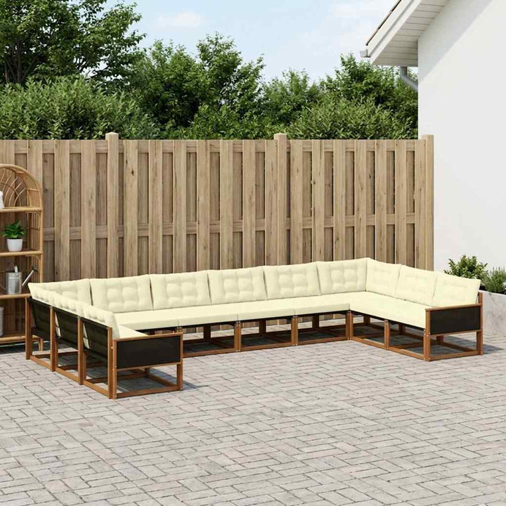 Udendørs sofagruppe med pude 10 pcs Naturlig og Fløde