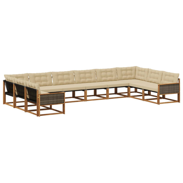 Udendørs sofagruppe med pude 10 pcs Naturlig og Beige