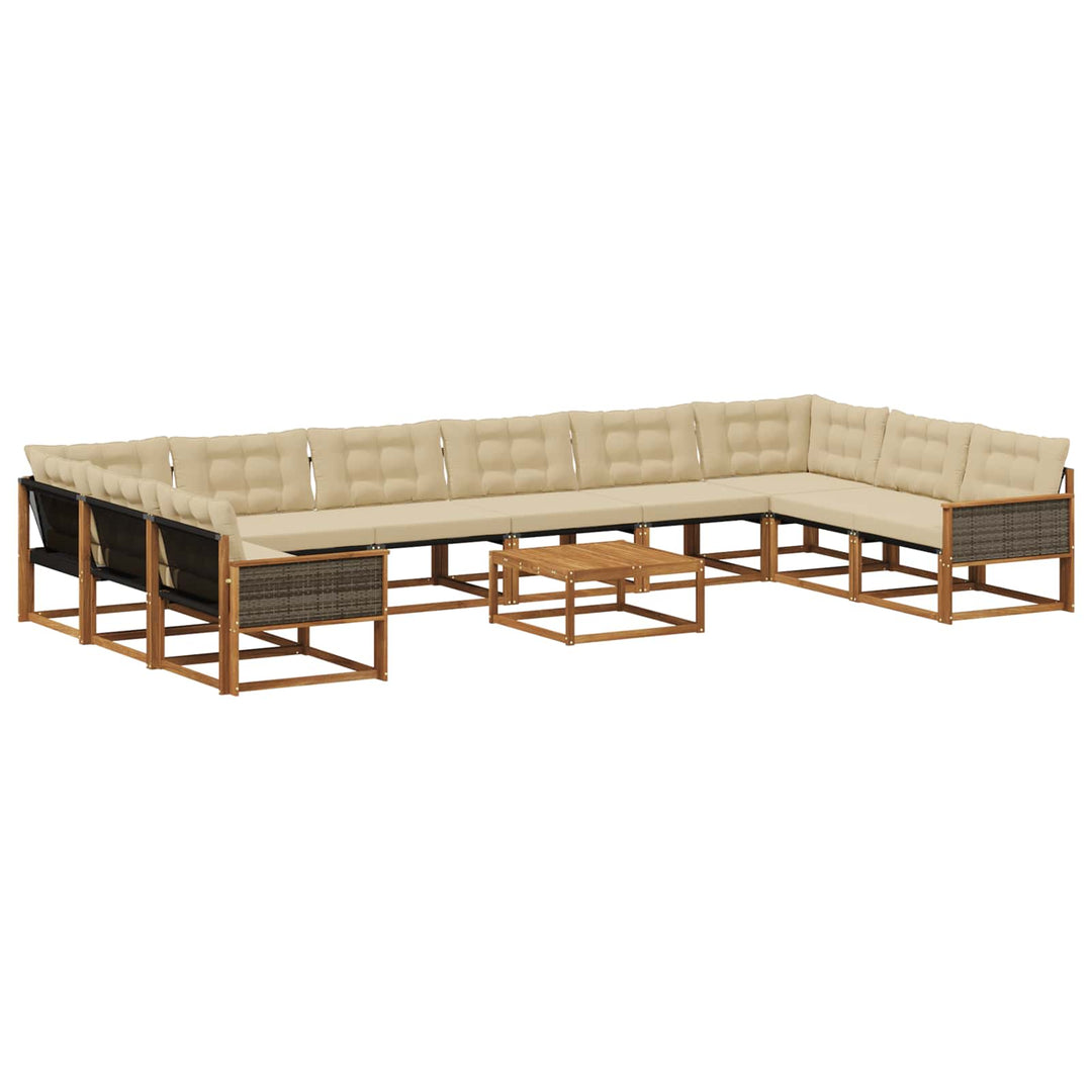 Udendørs sofagruppe med pude 11 pcs Naturlig og Beige