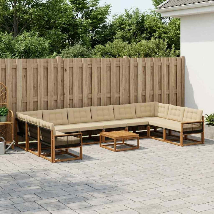Udendørs sofagruppe med pude 11 pcs Naturlig og Beige