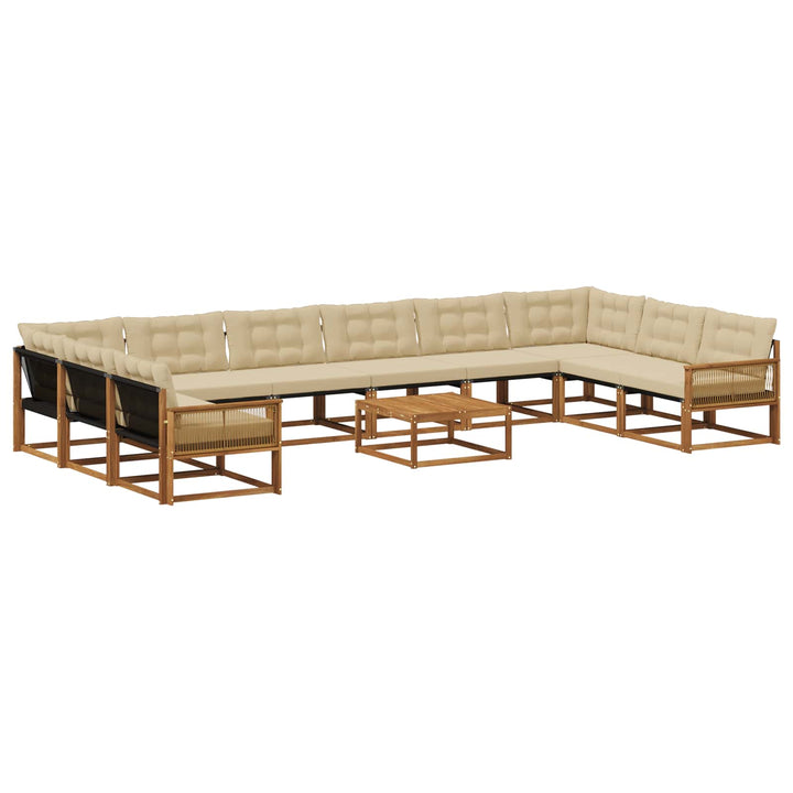 Udendørs sofagruppe med pude 11 pcs Naturlig og Beige
