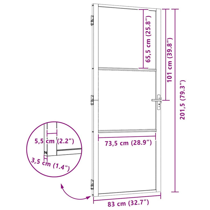 Glasdør Fretwork Sort 83 x 3,5 x 201,5 cm Aluminium