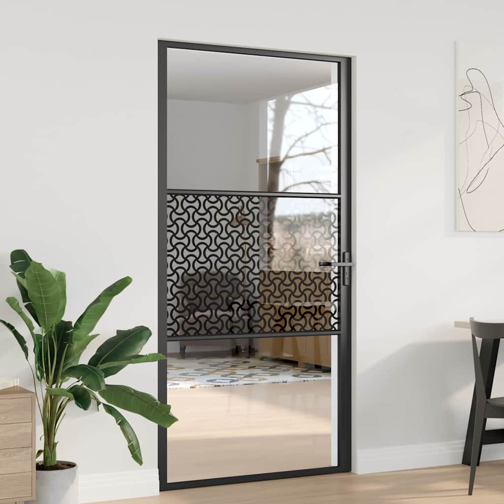 Glasdør Fretwork Sort 102,5 x 3,5 x 201,5 cm Aluminium