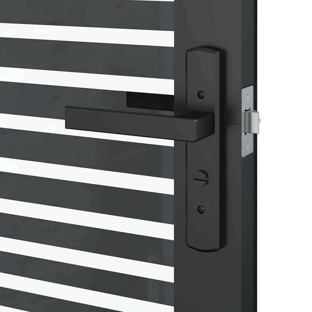 Glasdør Stribet Sort 76 x 3,5 x 201,5 cm Aluminium