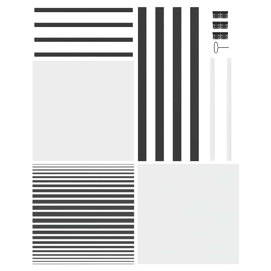 Glasdør Stribet Sort 76 x 3,5 x 201,5 cm Aluminium