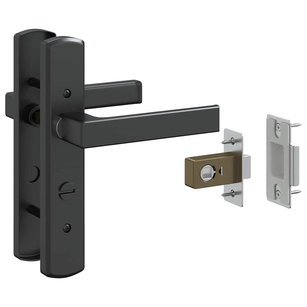Glasdør Stribet Sort 76 x 3,5 x 201,5 cm Aluminium