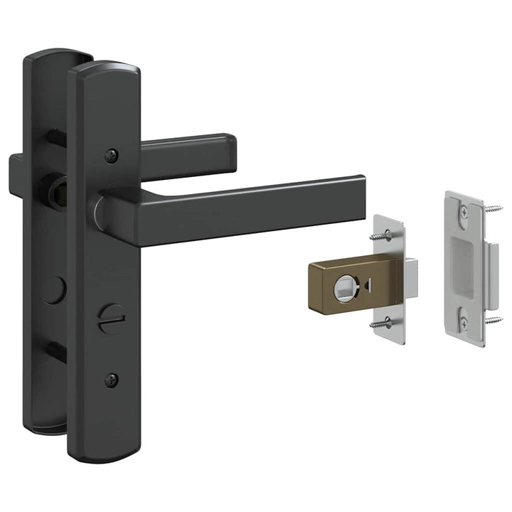 Glasdør Stribet Sort 76 x 3,5 x 201,5 cm Aluminium
