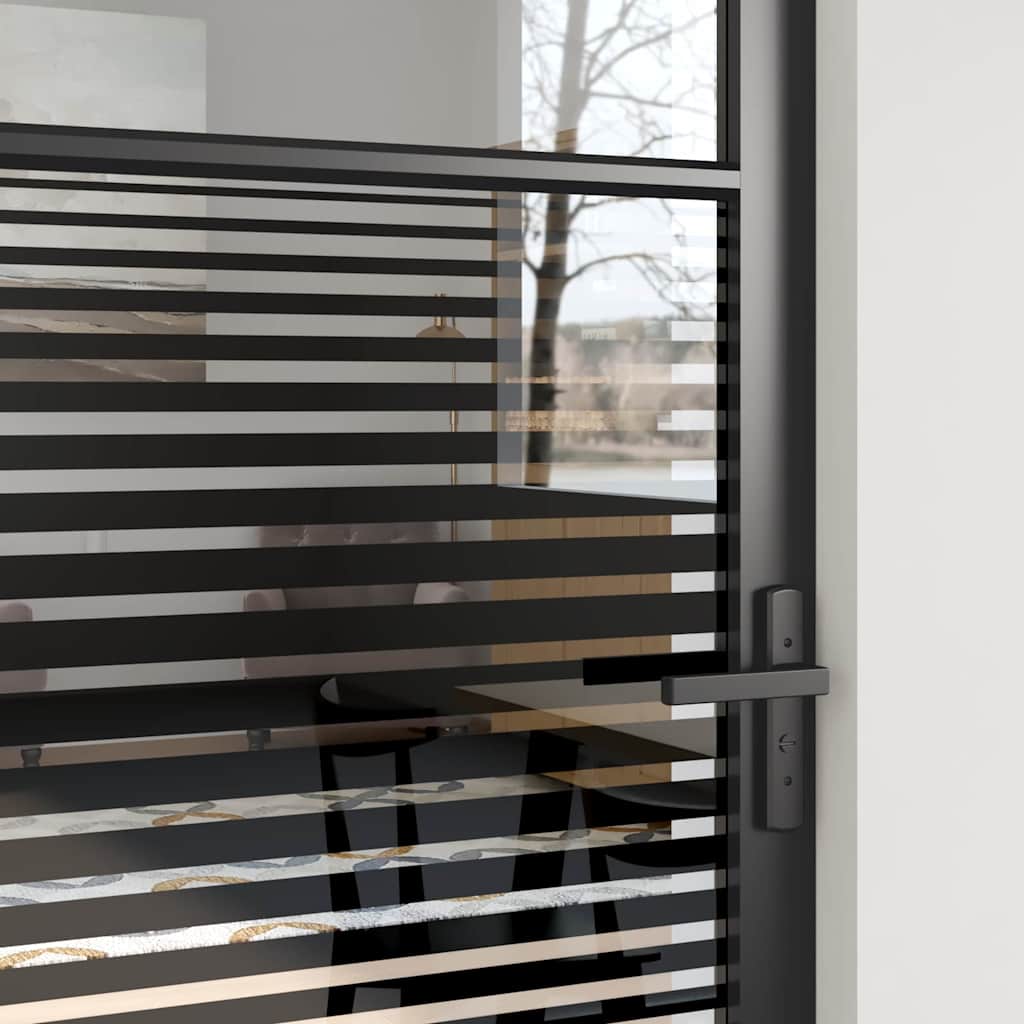 Glasdør Stribet Sort 76 x 3,5 x 201,5 cm Aluminium