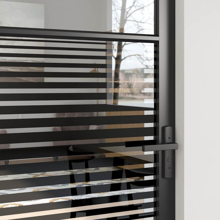 Glasdør Stribet Sort 76 x 3,5 x 201,5 cm Aluminium