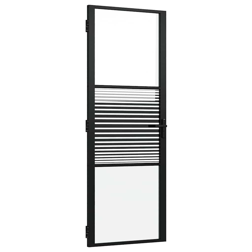 Glasdør Stribet Sort 76 x 3,5 x 201,5 cm Aluminium