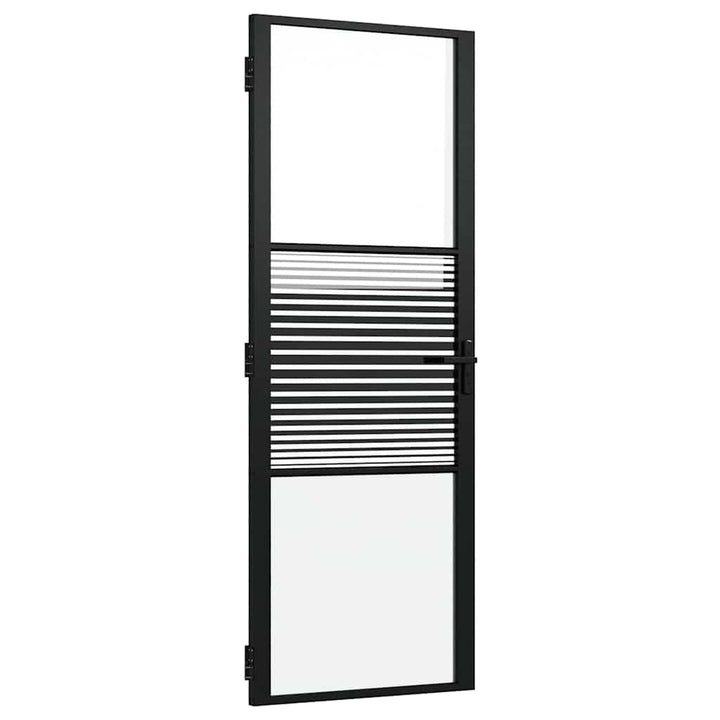 Glasdør Stribet Sort 76 x 3,5 x 201,5 cm Aluminium