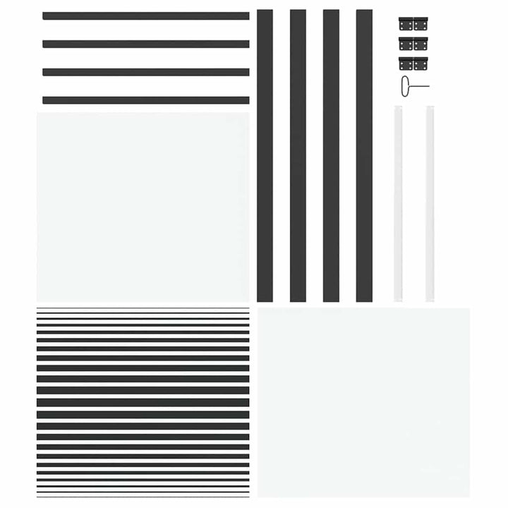 Glasdør Stribet Sort 83 x 3,5 x 201,5 cm Aluminium