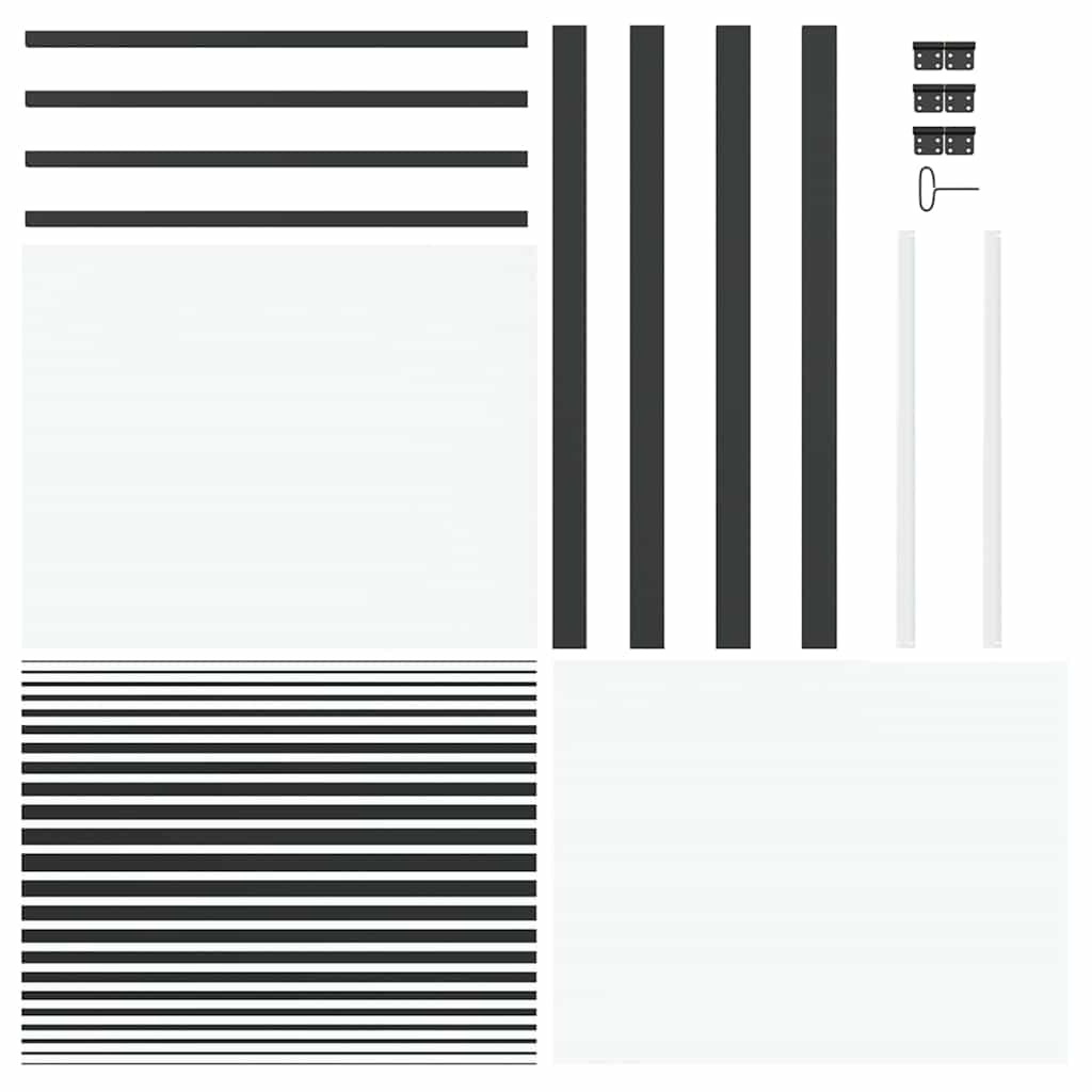 Glasdør Stribet Sort 93 x 3,5 x 201,5 cm Aluminium