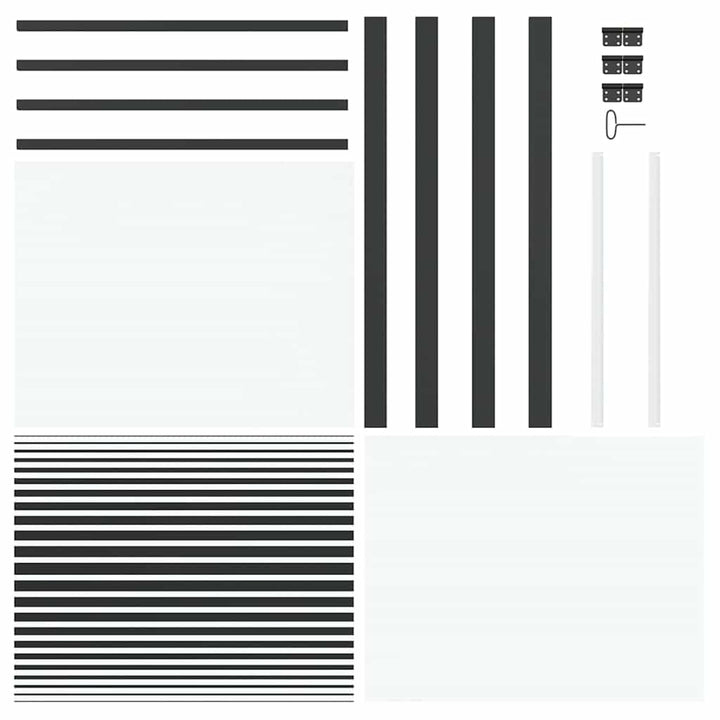 Glasdør Stribet Sort 93 x 3,5 x 201,5 cm Aluminium