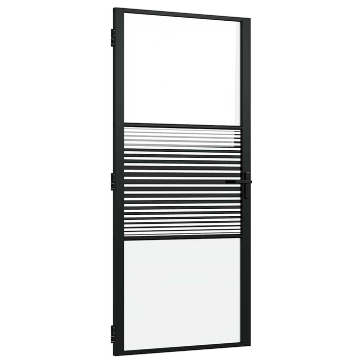 Glasdør Stribet Sort 93 x 3,5 x 201,5 cm Aluminium