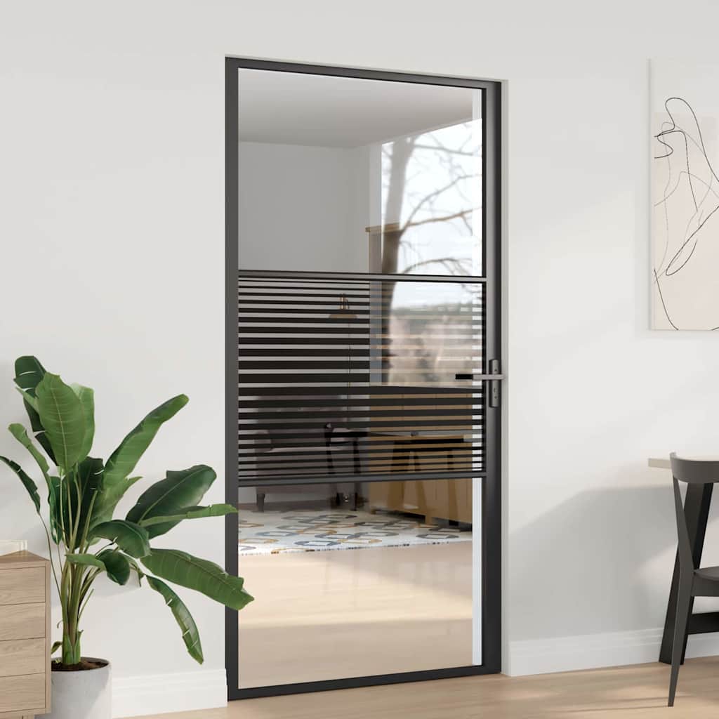 Glasdør Stribet Sort 102,5 x 3,5 x 201,5 cm Aluminium