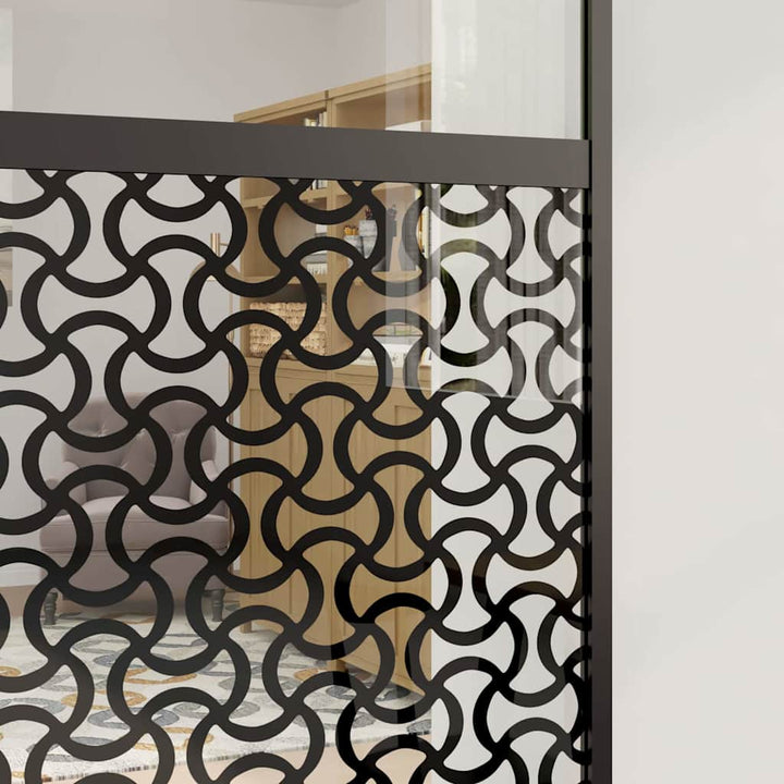 Glasdør Fretwork Sort 90 x 2 x 205 cm Aluminium