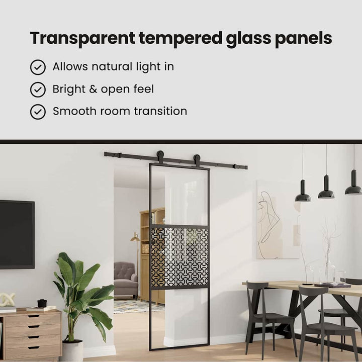 Glasdør Fretwork Sort 76 x 2 x 205 cm Aluminium