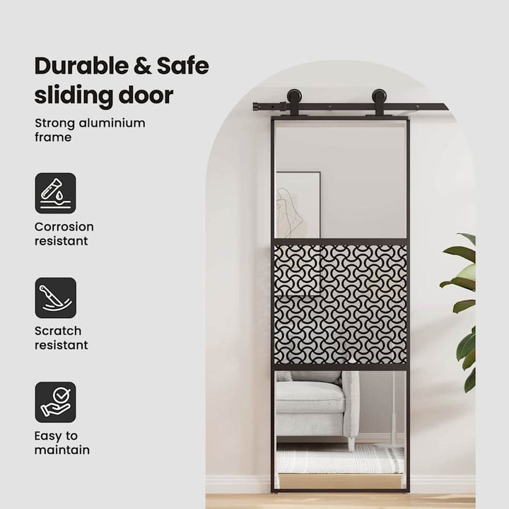 Glasdør Fretwork Sort 90 x 2 x 205 cm Aluminium