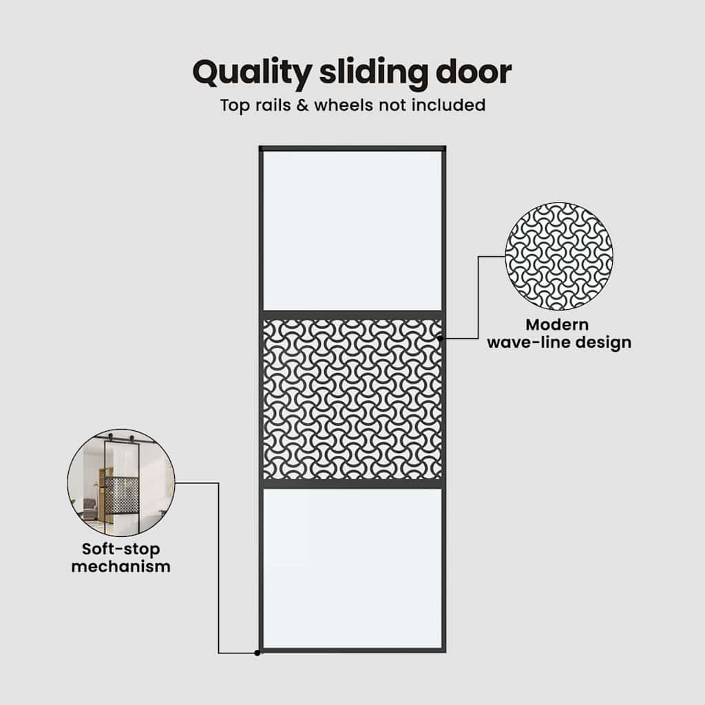 Glasdør Fretwork Sort 90 x 2 x 205 cm Aluminium