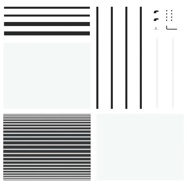 Glasdør Stribet Sort 90 x 2 x 205 cm Aluminium