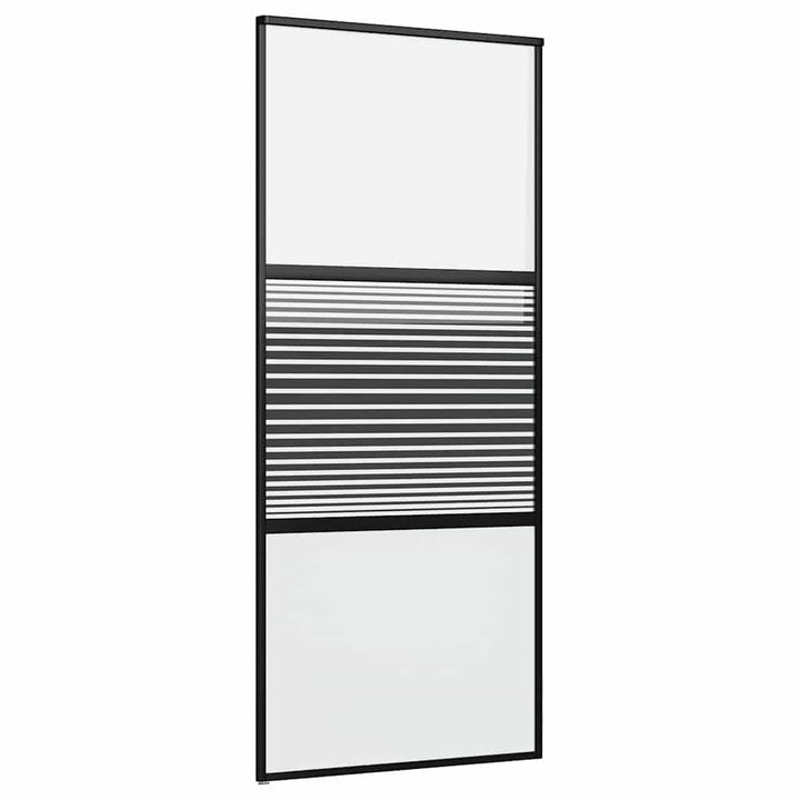 Glasdør Stribet Sort 90 x 2 x 205 cm Aluminium