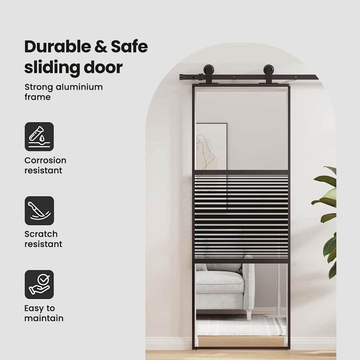 Glasdør Stribet Sort 102,5 x 2 x 205 cm Aluminium