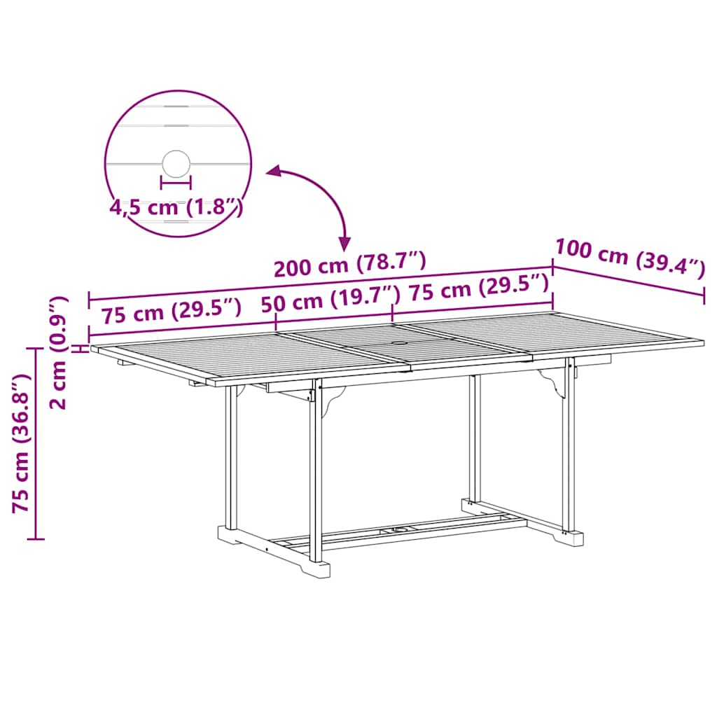 Have Spisebordssæt 7 stk. Brun 200 x 100 x 75 cm Massiv Teaktræ