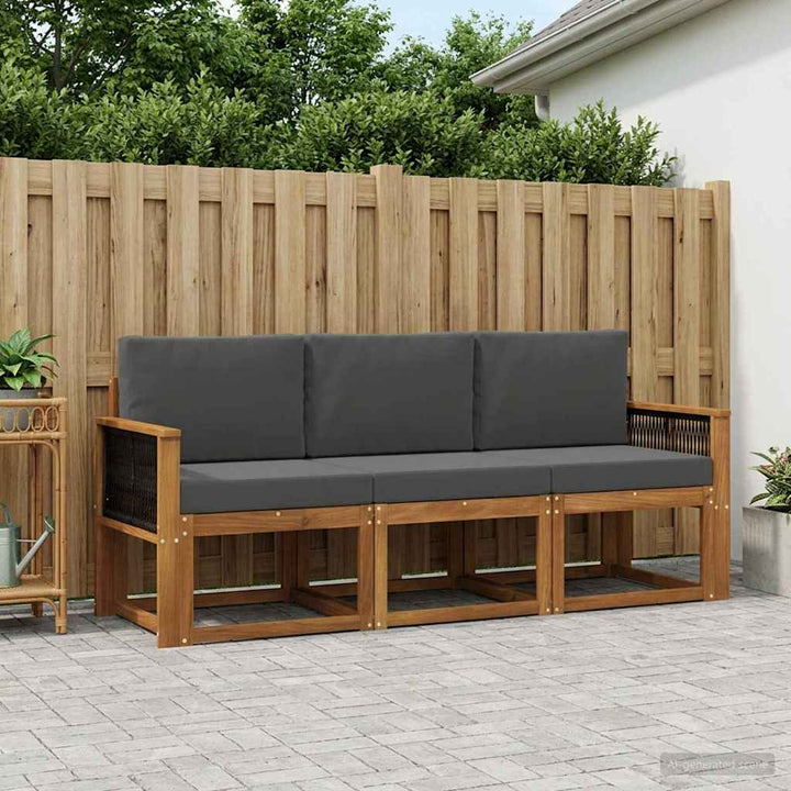 Udendørs sofagruppe med pude 3 pcs Naturlig og Antracit