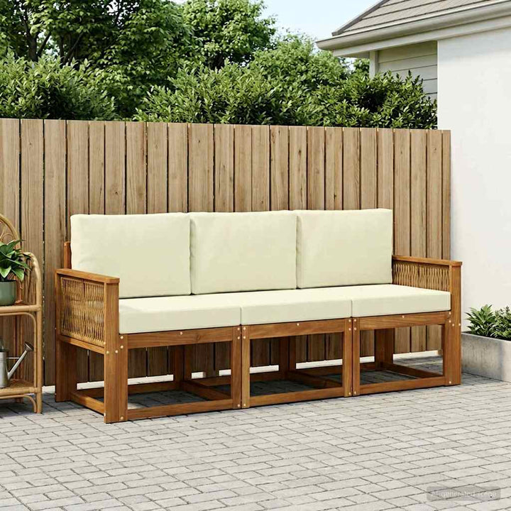 Udendørs sofagruppe 3 pcs Naturlig og Fløde Polyester