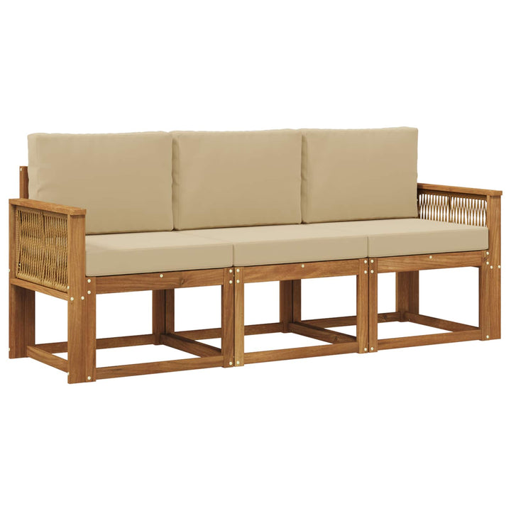 Udendørs sofagruppe 3 pcs Naturlig og Beige Polyester