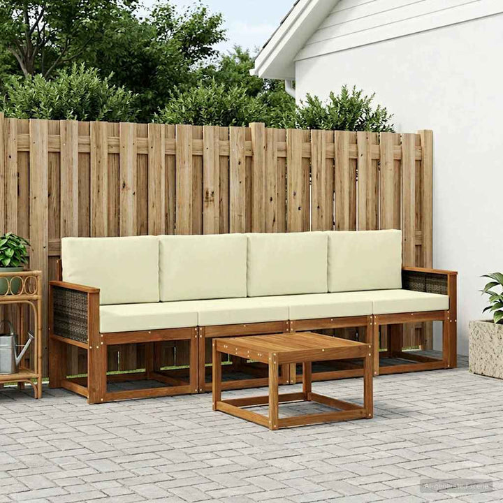 Udendørs sofagruppe med pude 4 pcs Naturlig og Fløde