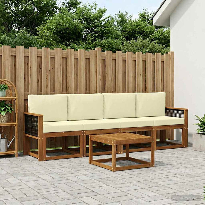 Udendørs sofagruppe med pude 4 pcs Naturlig og Fløde