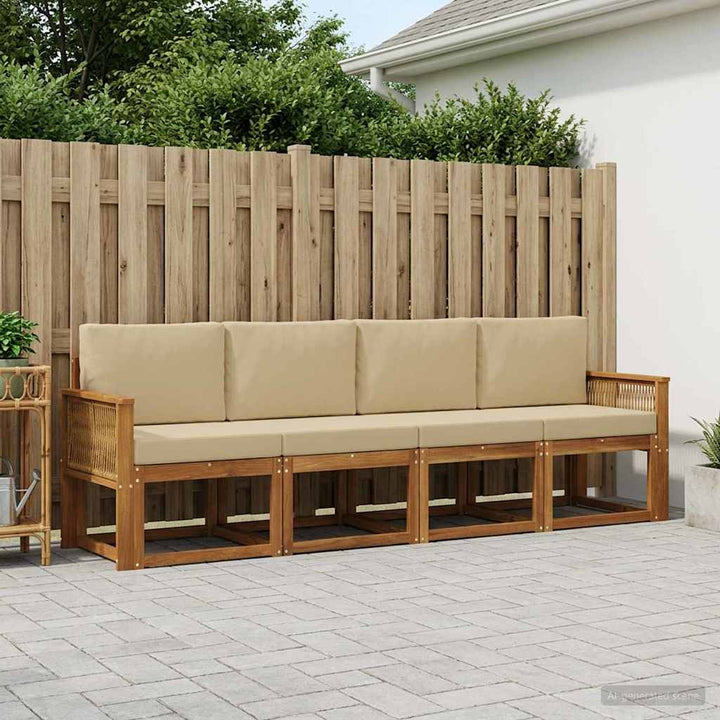 Udendørs sofagruppe 5 pcs Naturlig og Beige Polyester