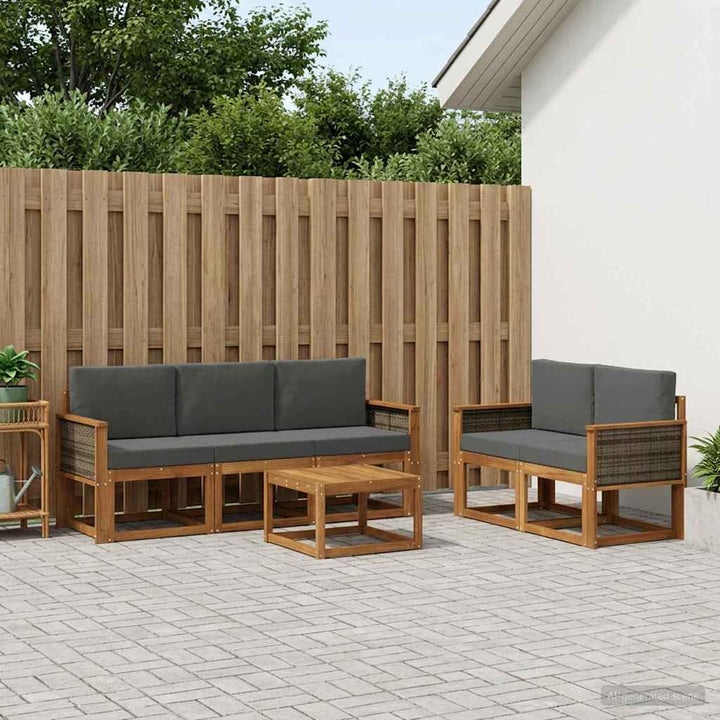 Udendørs sofagruppe med pude 6 pcs Naturlig og Antracit