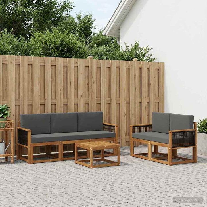Udendørs sofagruppe med pude 6 pcs Naturlig og Antracit