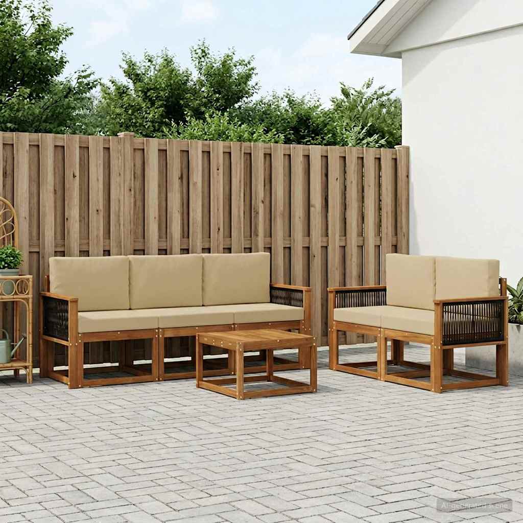 Udendørs sofagruppe med pude 6 pcs