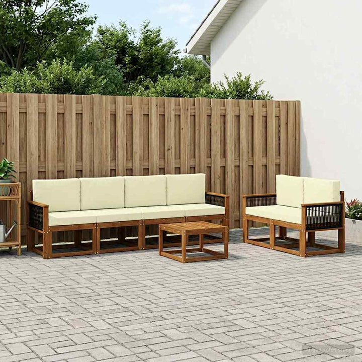 Udendørs sofagruppe med pude 6 pcs Naturlig og Fløde