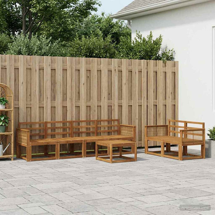 Udendørs sofagruppe 7 pcs Naturfarvet Massivt Akacietræ