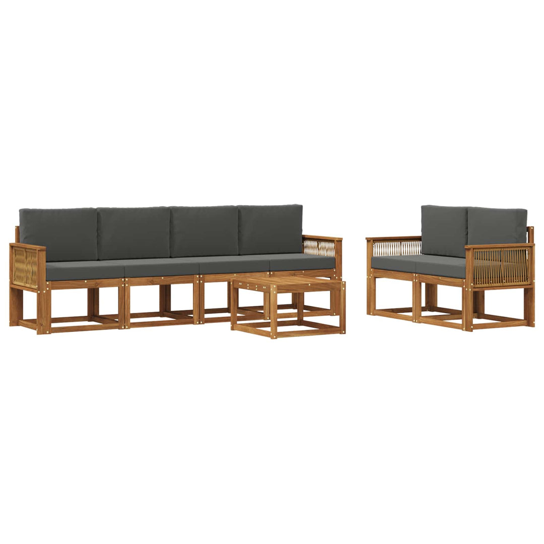 Udendørs sofagruppe 7 pcs Naturlig og Antracit Polyester
