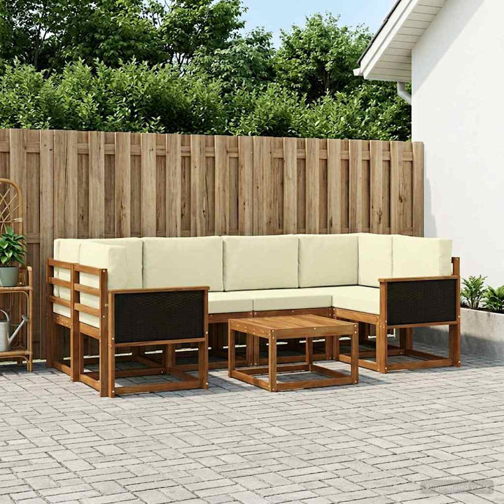 Udendørs sofagruppe med pude 5 pcs Naturlig og Fløde