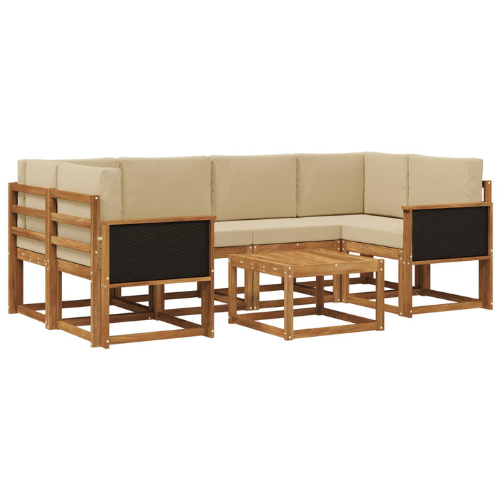 Udendørs sofagruppe med pude 5 pcs Naturfarvet