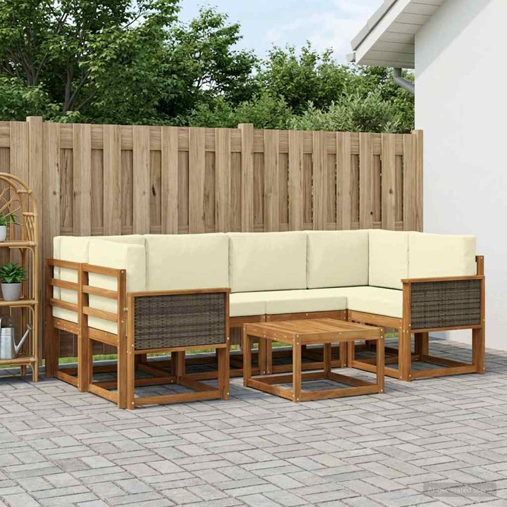 Udendørs sofagruppe med pude 5 pcs Naturlig og Fløde