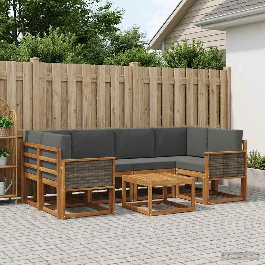 Udendørs sofagruppe med pude 5 pcs Naturlig og Antracit