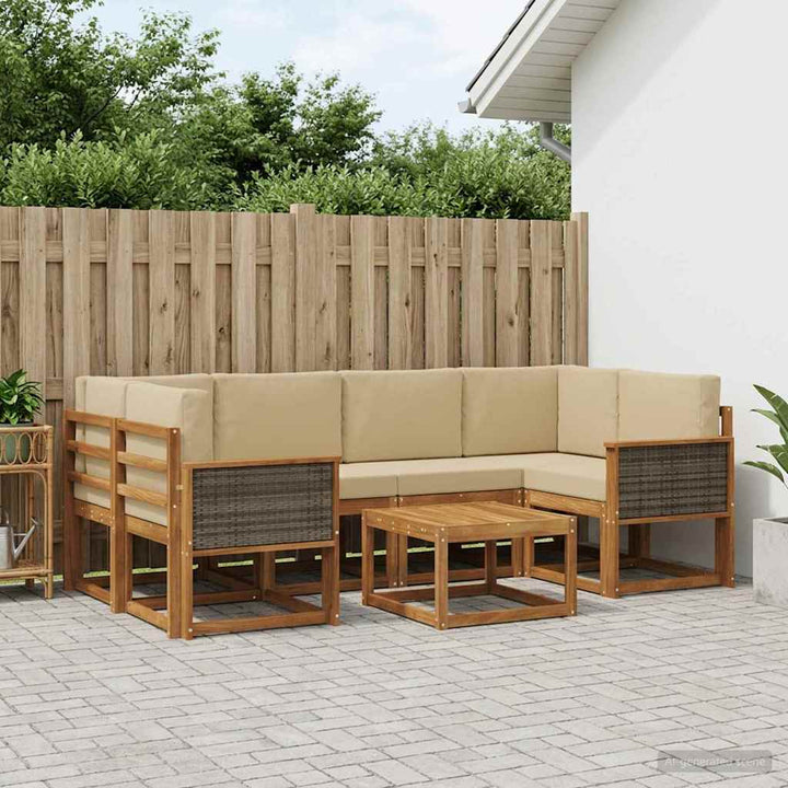 Udendørs sofagruppe med pude 5 pcs Naturfarvet