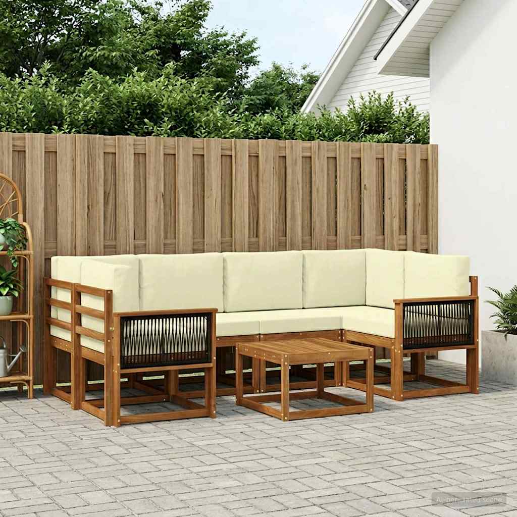 Udendørs sofagruppe med pude 5 pcs Naturlig og Fløde