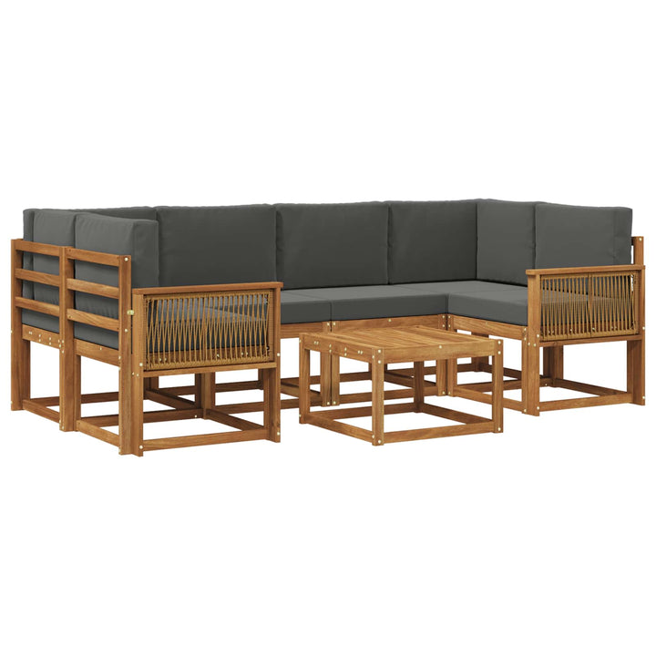 Udendørs sofagruppe 7 pcs Naturlig og Antracit Polyester