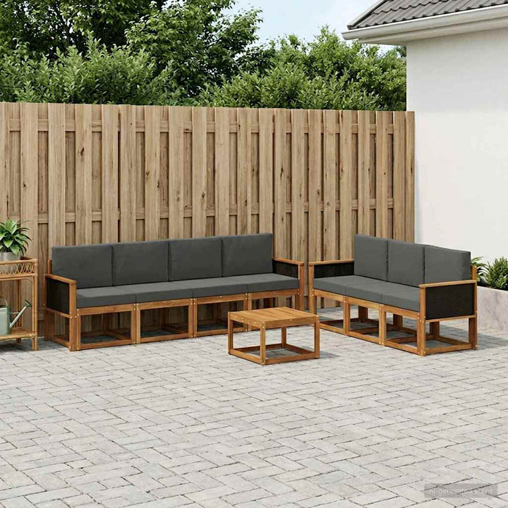 Udendørs sofagruppe med pude 7 pcs Naturlig og Antracit