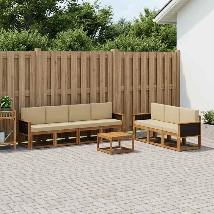 Udendørs sofagruppe med pude 7 pcs Naturfarvet