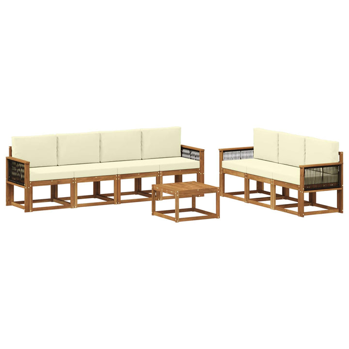 Udendørs sofagruppe med pude 7 pcs Naturlig og Fløde
